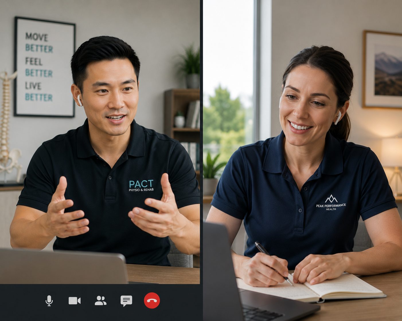 A PACT clinician and a treating provider in a collegial telehealth case conference