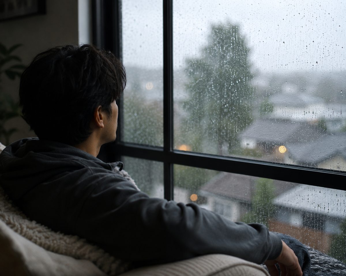 An injured worker at home looking out the window, the kind of person RADAR is built to help recover