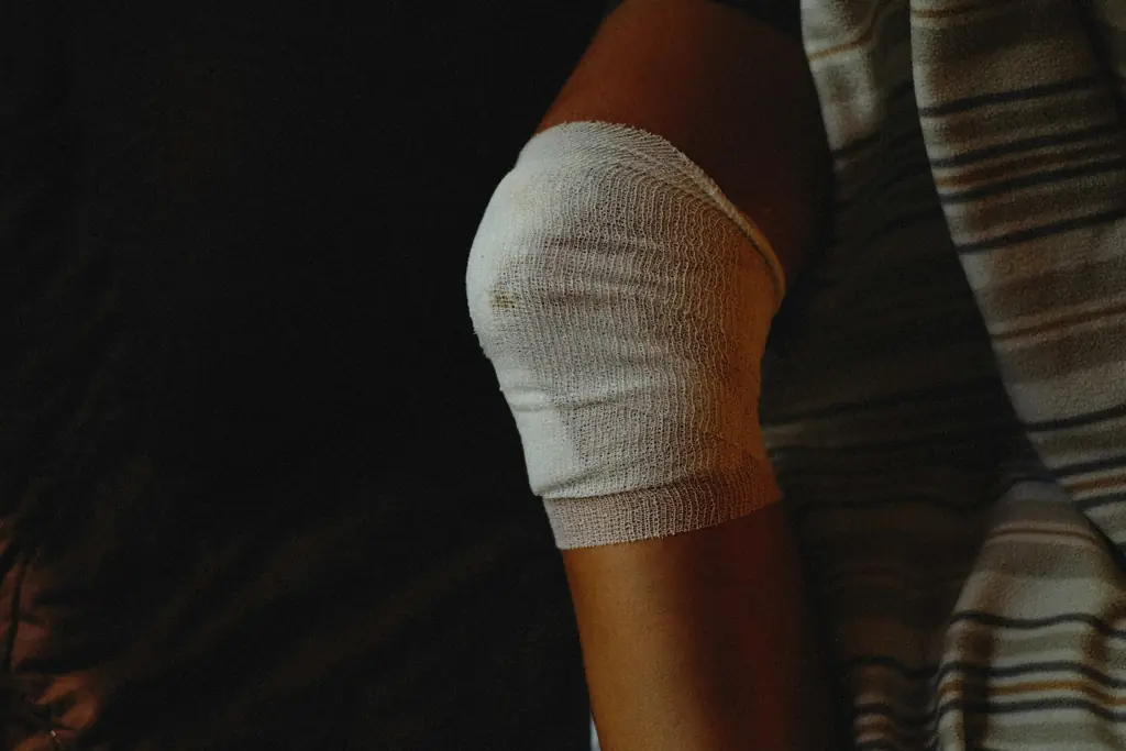 A bandaged knee