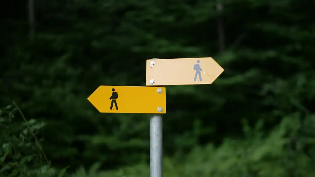 Two walking track signposts pointing different ways