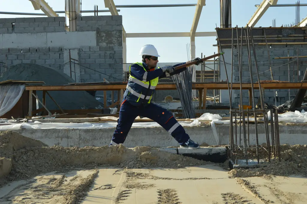 A construction worker on a building site